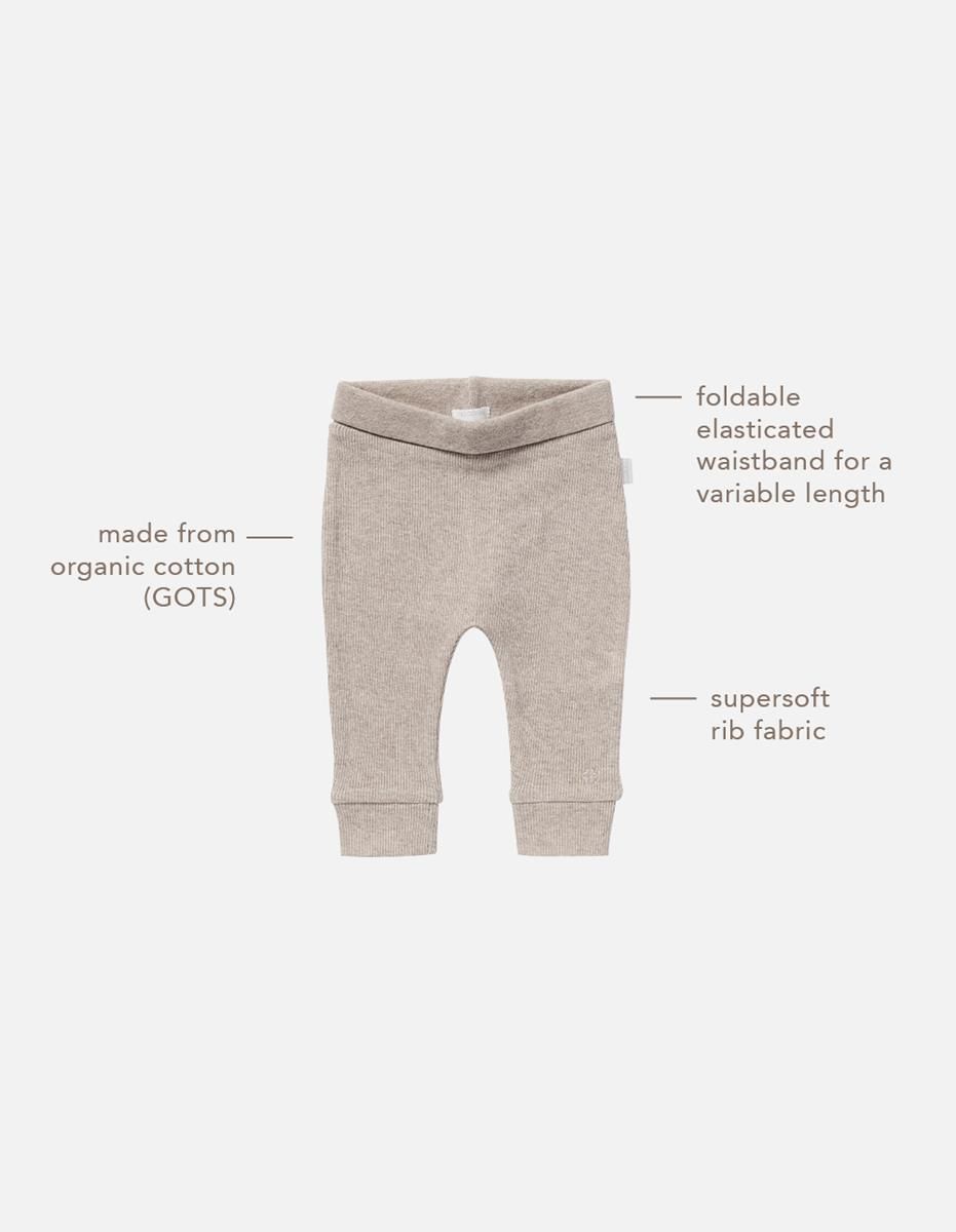Organic Cotton Neutral Baby Bottoms. Ribbed Taupe Noppies Bottoms. Ships to United States, duty free.
