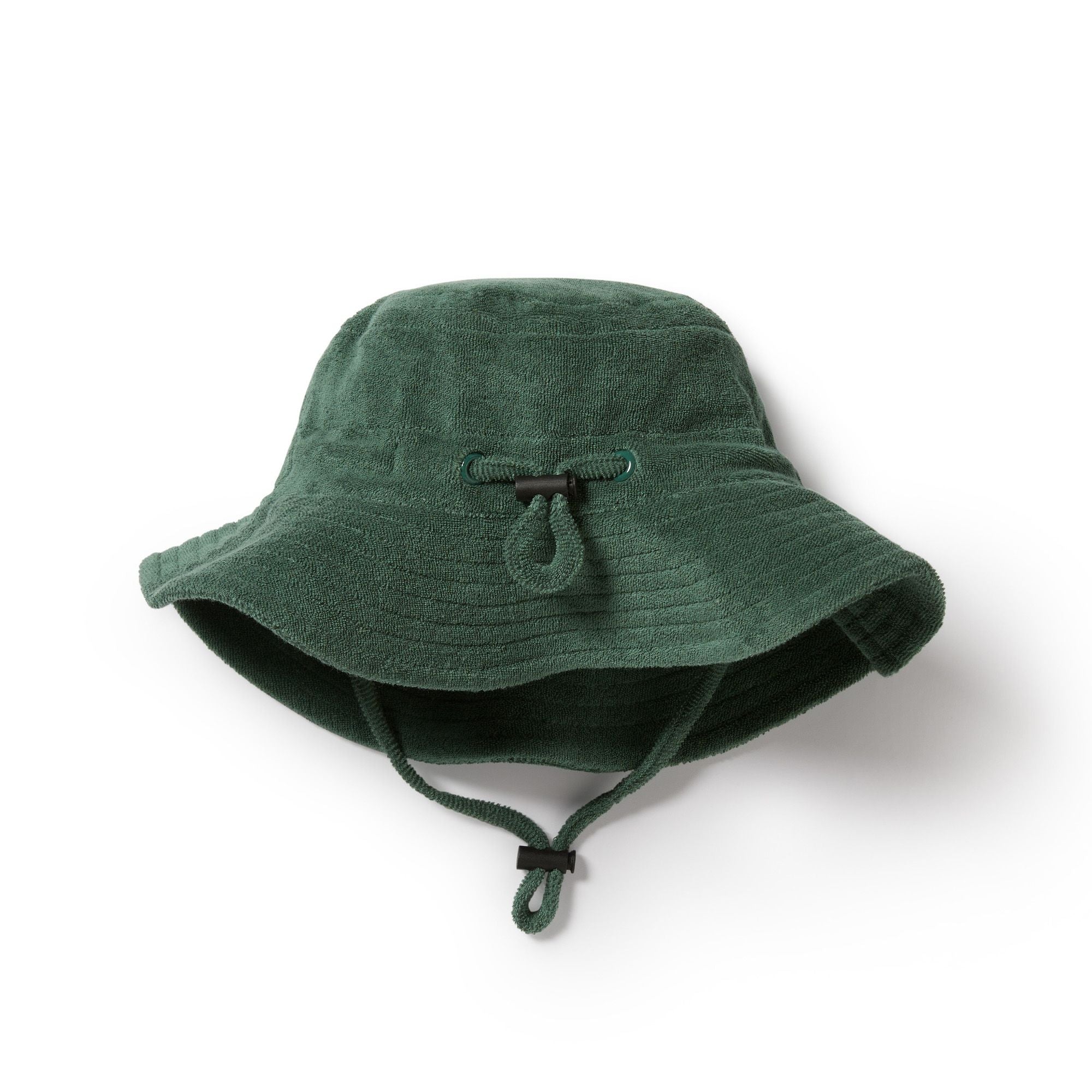 Elevate your little one's wardrobe with the adorable 'Allo' Baby Terry Cloth Green Bucket Hatfrom Wilson & Frenchy. Crafted with soft terry cloth fabric, this charming tee features the word 