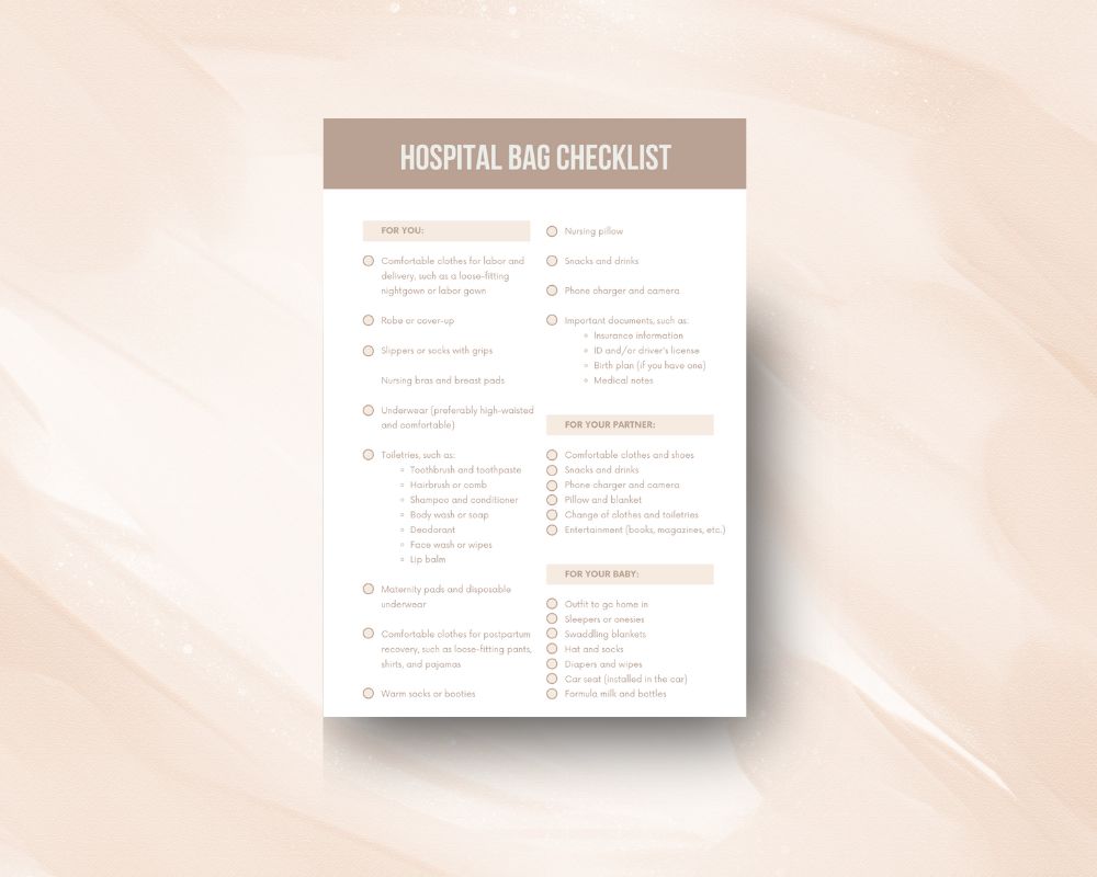 Digital Hospital Bag Checklist