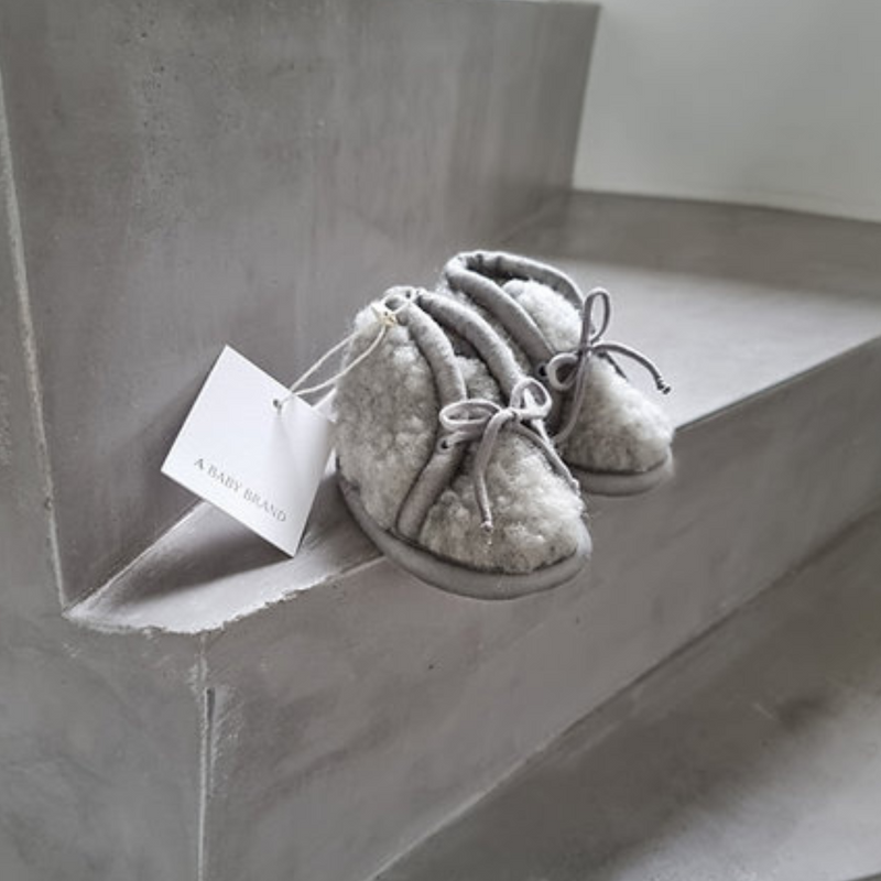 Wool Pile Shoes - Grey