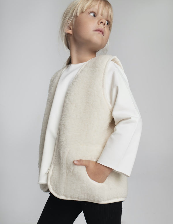 Wool Pile Vest - Natural White